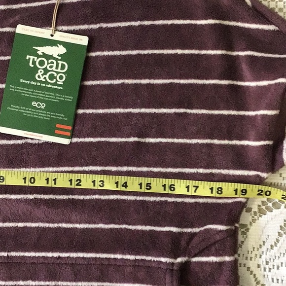 Toad & Co soft purple and white stripe pullover with front pocket, oversized - Picture 6 of 15